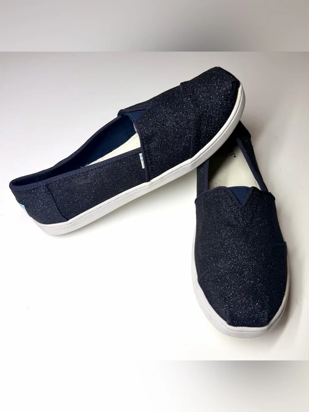 Toms Youth Alpargata Midnight Sparkle Glitter Size-  6Y